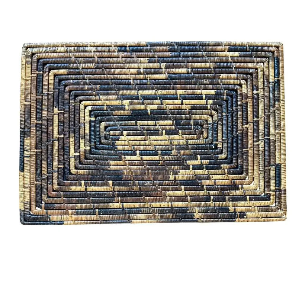 Set 4 Brown Rattan Woven Rectangular Placemats Table Dining Decor Kitchen Boho